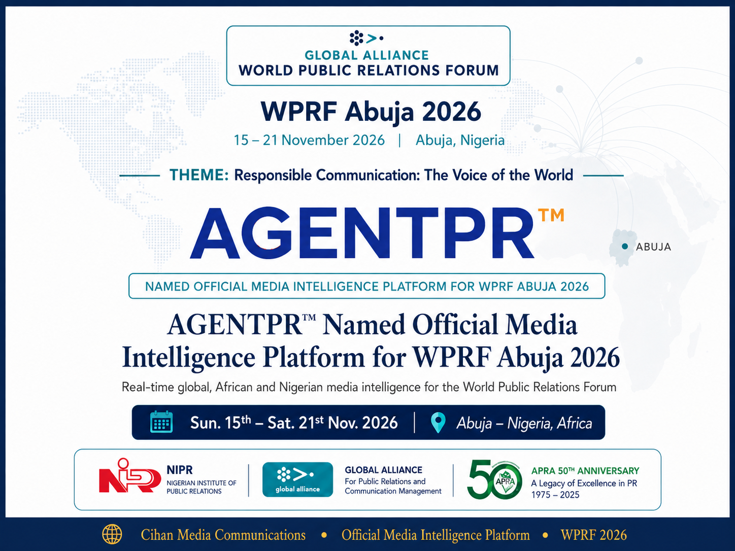 AGENTPR Named Official Media Intelligence Platform for WPRF Abuja 2026
