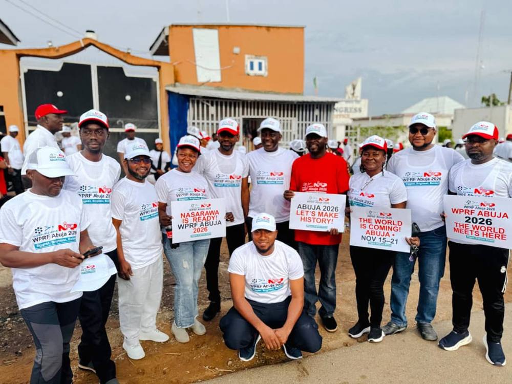 Participants holding WPRF placards